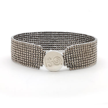 Brazalete Telar Plata Delgado Metálico Acero
